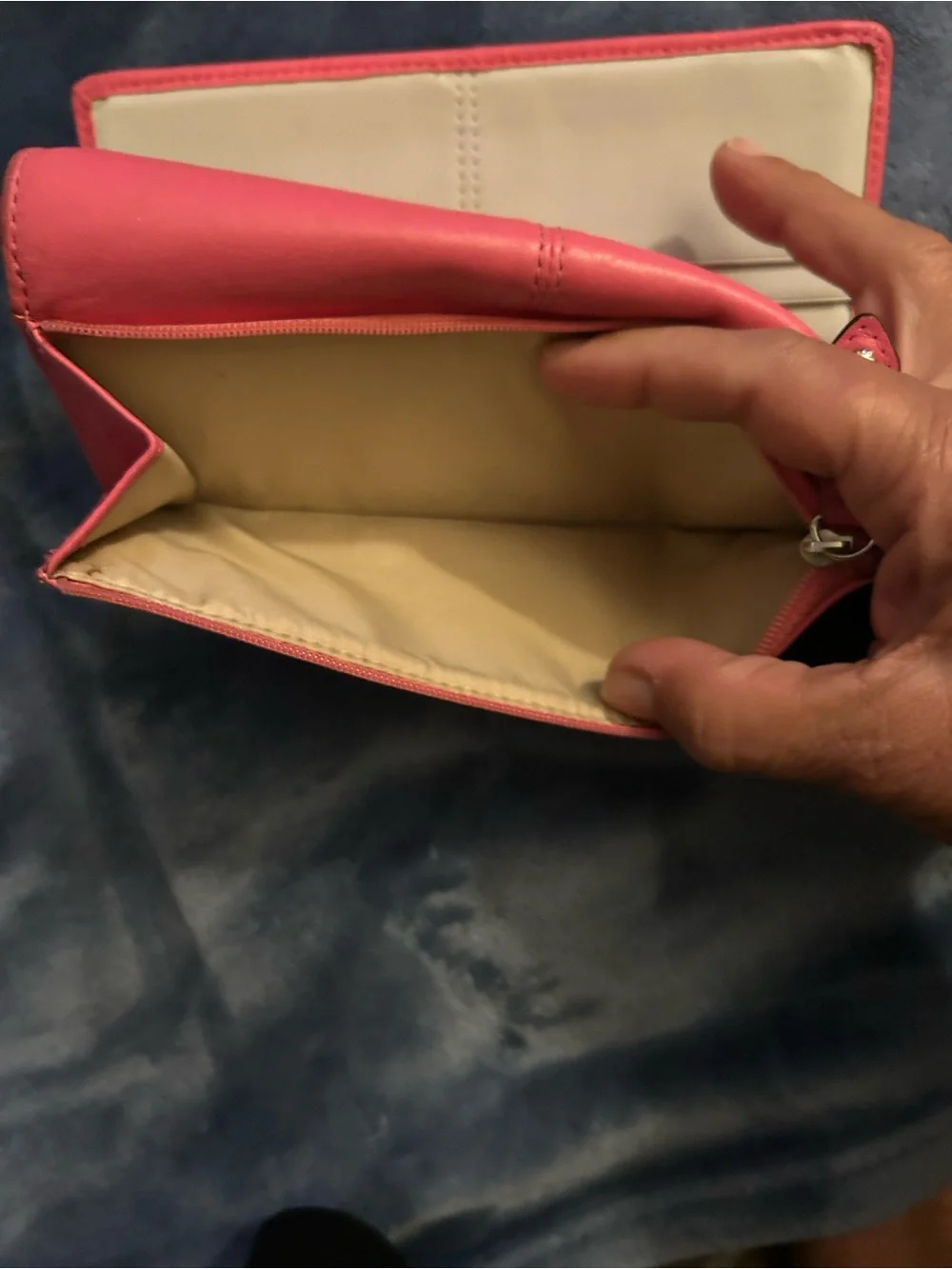 Coach Coral-Pink Leather Continental Wallet with Gold Logo